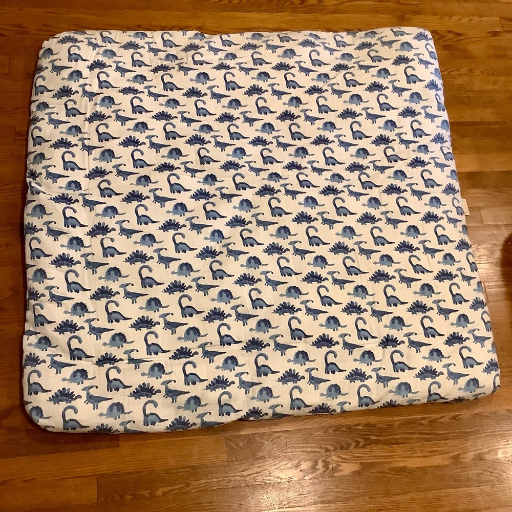 E & E Dinosaur Teepee Mat Pad Cotton Large 46 inch Square Blue White